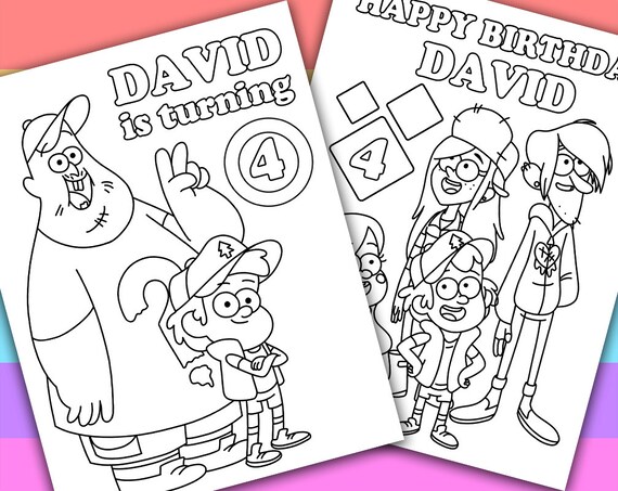 2 Personalized Coloring Pages Gravity Falls TV by KimZillu