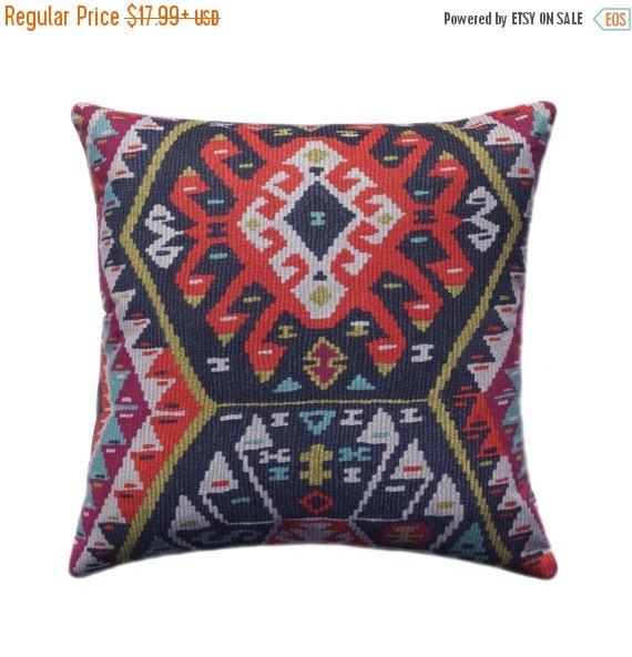 Kilim Pillow Cover Tribal Throw Pillow by ThePillowCoverStore