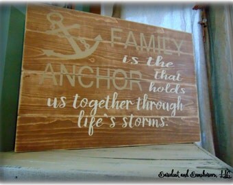 Wood plank sign, pallet sign,wood plank art,anchor sign,anchor decor,nautical theme,family sign,large wooden sign,rustic decor,wood word art
