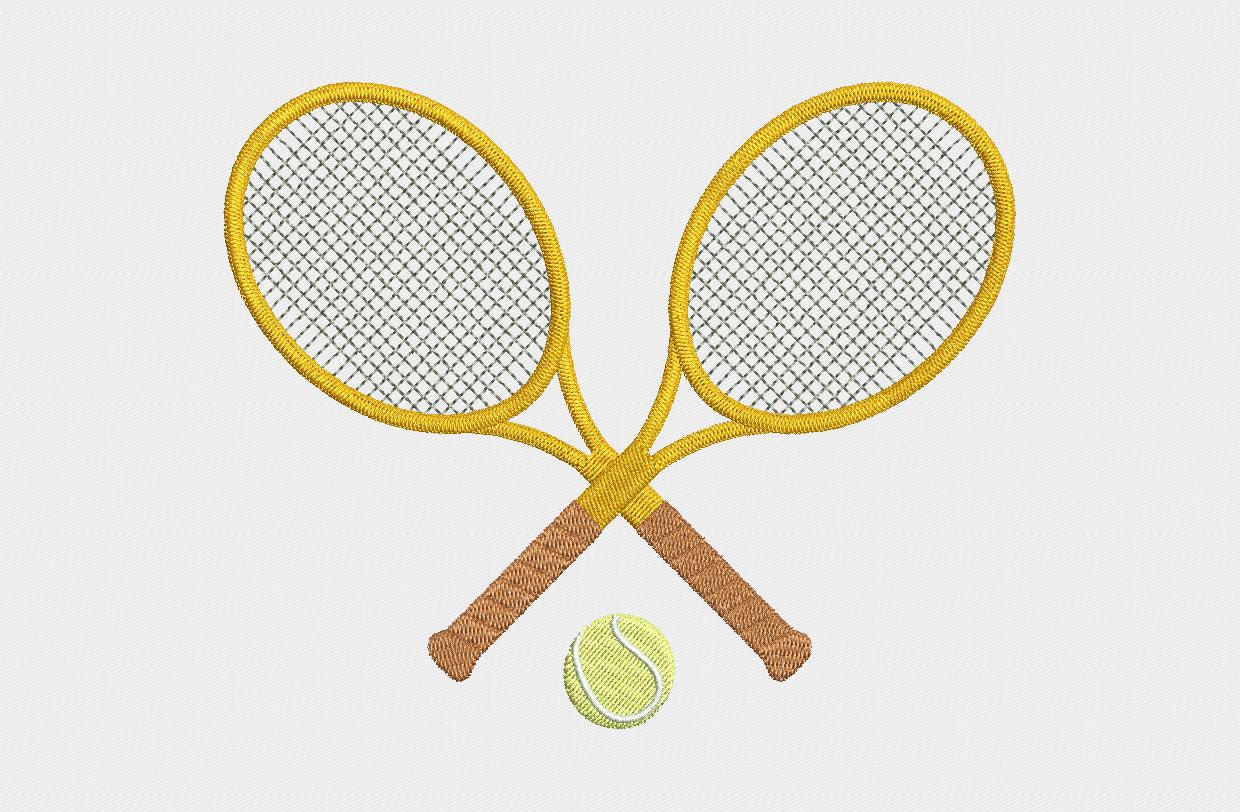 Tennis Rackets Machine Embroidery Design 4 Sizes