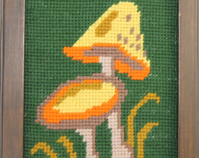 Vintage Cross Stitch, Wall Hanging, Picture, Mushroom Decor, Cross Stitch Pattern