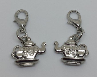 Clip on charm - Teapot and Cup - perfect for keyrings, crafts, bracelets, jewellery making and more (QUANTITY: 1)