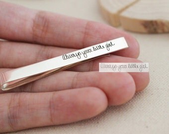 Father's Day Gift • Memorial Signature Tie Clip • Handwriting Tie Bar • Keepsake Tie Pin • Groomsmen Gift • Gift for Him • Wedding Gift