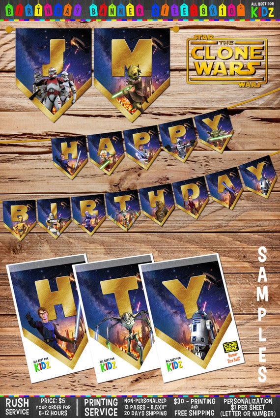 Star Wars Banner Star Wars Birthday Banner The Clone Wars