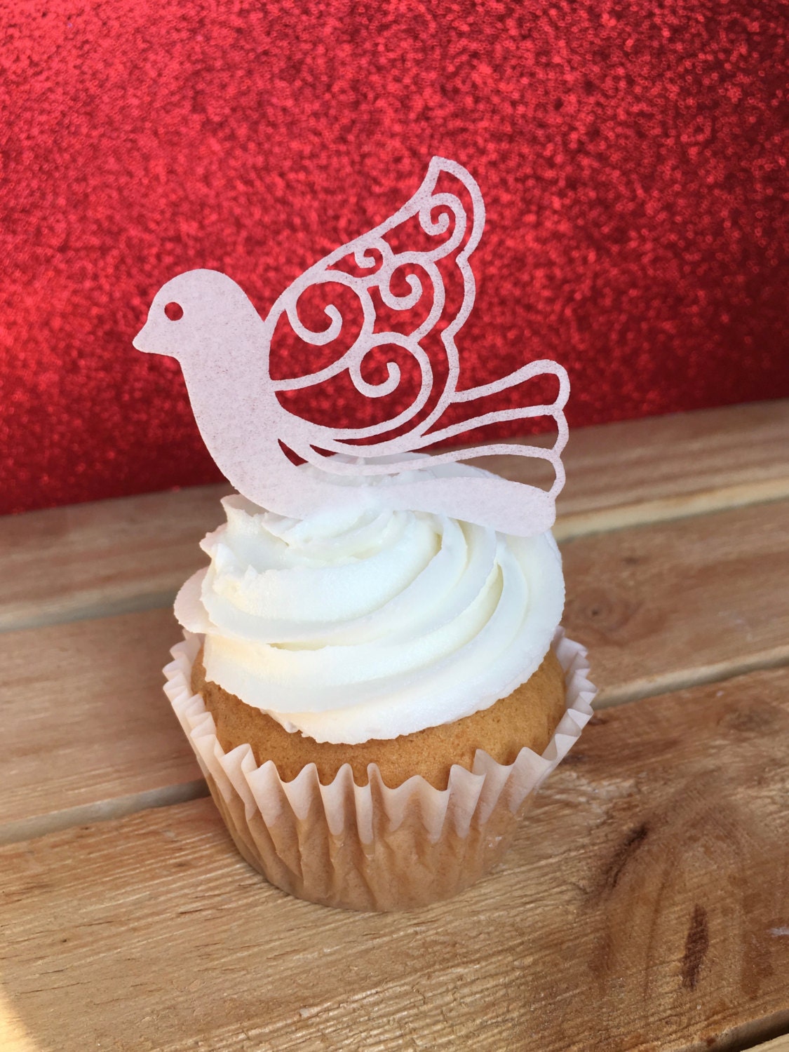 Christmas Dove Edible Paper Cupcake Toppers Bird Cake