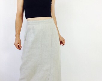 Oatmeal linen skirt linen maxi skirt beige maxi skirt vintage linen skirt vintage natural skirt long linen skirt long vintage skirt size S