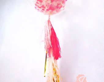 36” Strawberry Sangria Balloon, Giant Clear Balloon, Confetti Balloon,Tassel Balloon, First Birthday, Wedding Balloon, Valentines Day Decor