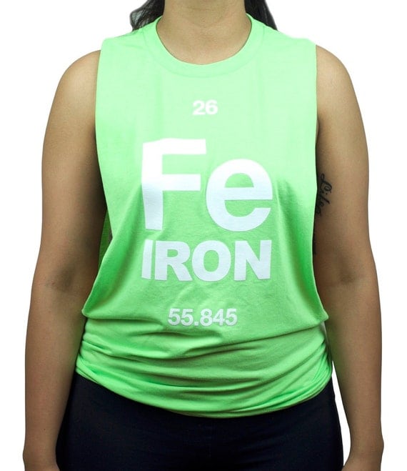 Women's Iron Element Cut Off Tank Top Shirt Neon Green