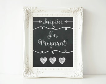 Printable Pregnancy Announcement, Instant Download, chalkboard, pregnancy announcement, sign, card, Facebook, photo prop, we're expecting