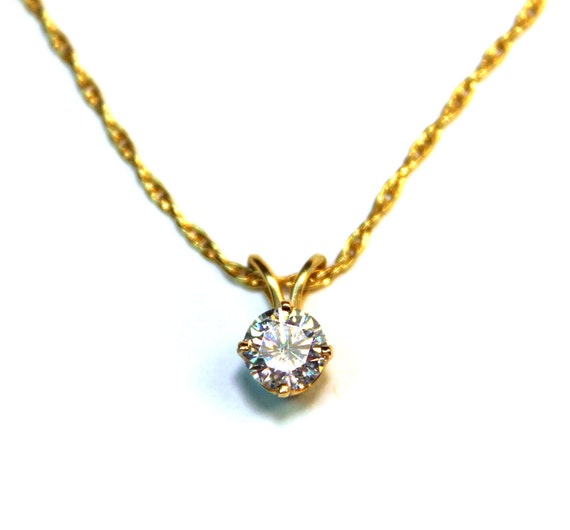 HALF CARAT Diamond Solitaire Pendant with 20in chain - special pricing - Handmade, diamond necklace, artisian