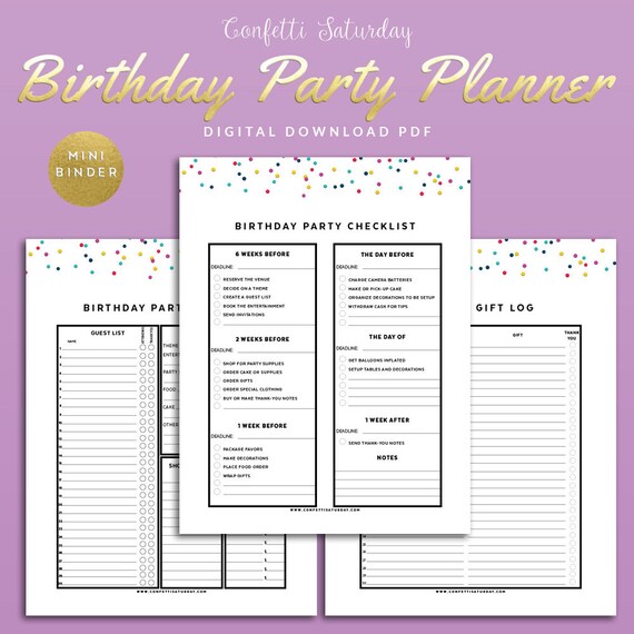 Items similar to Birthday Day Planner - Birthday Party - Birthday ...