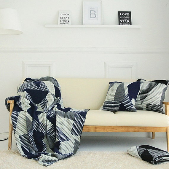 Wool Blended Decorative Knit Blanket Throw Blanket 59 by 40