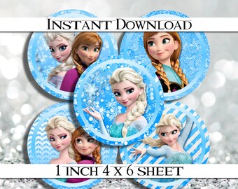50% OFF SALE INSTANT Download Frozen 4x6 Digital 1" Inch Bottle Cap Image/Digital Collage sheet