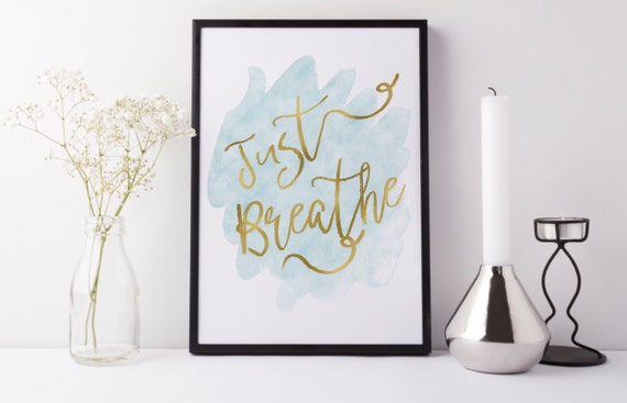 Just breathe art print zen quote print by BeauTypographie