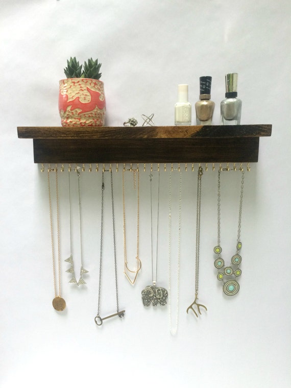 Wall Jewelry Organizer For Necklaces or by TheKnottedWood on Etsy