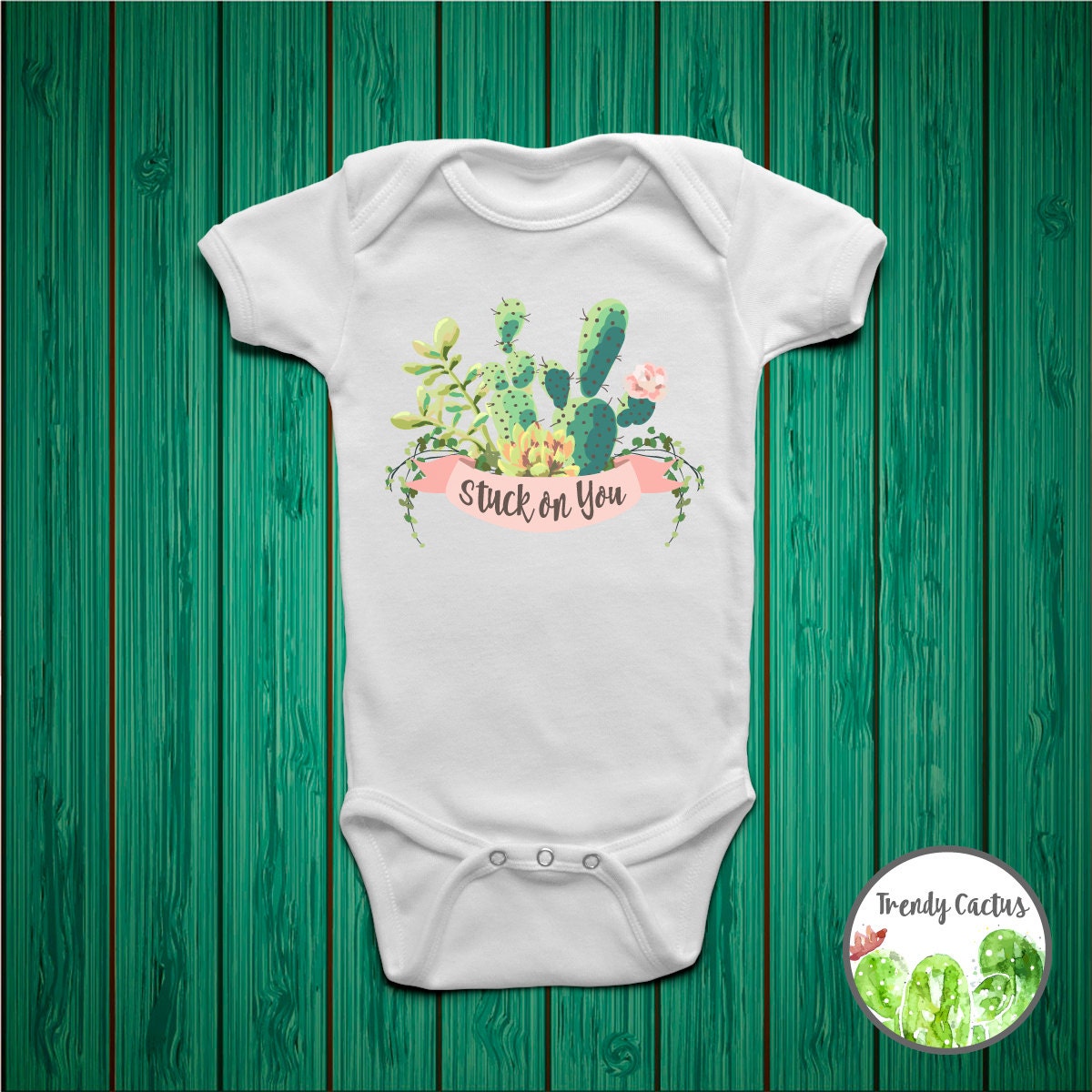 Stuck On You Cactus Onesie Cactus Shirt Baby Girl Onesie