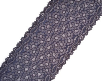 Stretch Lace gray-blue color, elastic wide gray color lace, wide lace gray, width 7,08 inch, lace 18 sm, per metre lace, Nr 2361