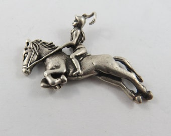 Equestrian Rider and Horse sterling Silver Charm or Pendant.