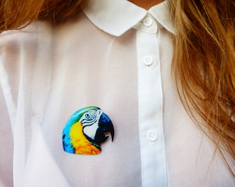 Ara Parrot Brooch / Animal Brooch / Colorful Brooch /Ara Parrot Jewelry / Bird Brooch / Bird Jewelry / Bird gift idea / Gift for her
