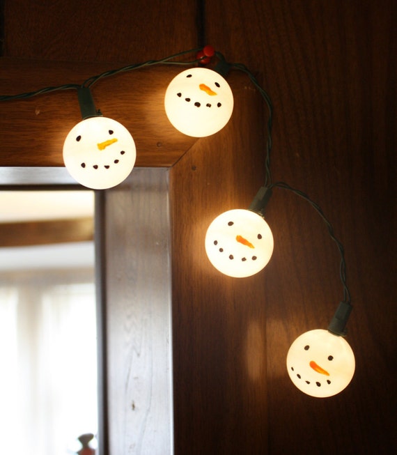 Snowman Lights Hand Painted 35 count LED string lights