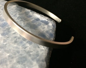Sterling silver cuff bracelet, 4 mm silver cuff bracelet, 4 x 2 mm solid sterling silver, gifts for him, simple cuff bracelet.
