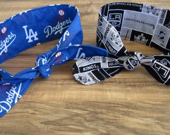 Rosie the Riveter Inspired Headband, LA Dodgers Headband, LA Kings Headband, Dolly Bows, Rockabilly Headband, 28", 33 1/2", 37"