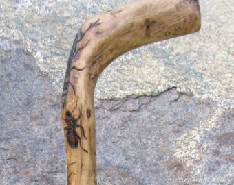 Hand Carved Walking Cane, one piece stick by Canadian artist FRANK LEVINO, 36"