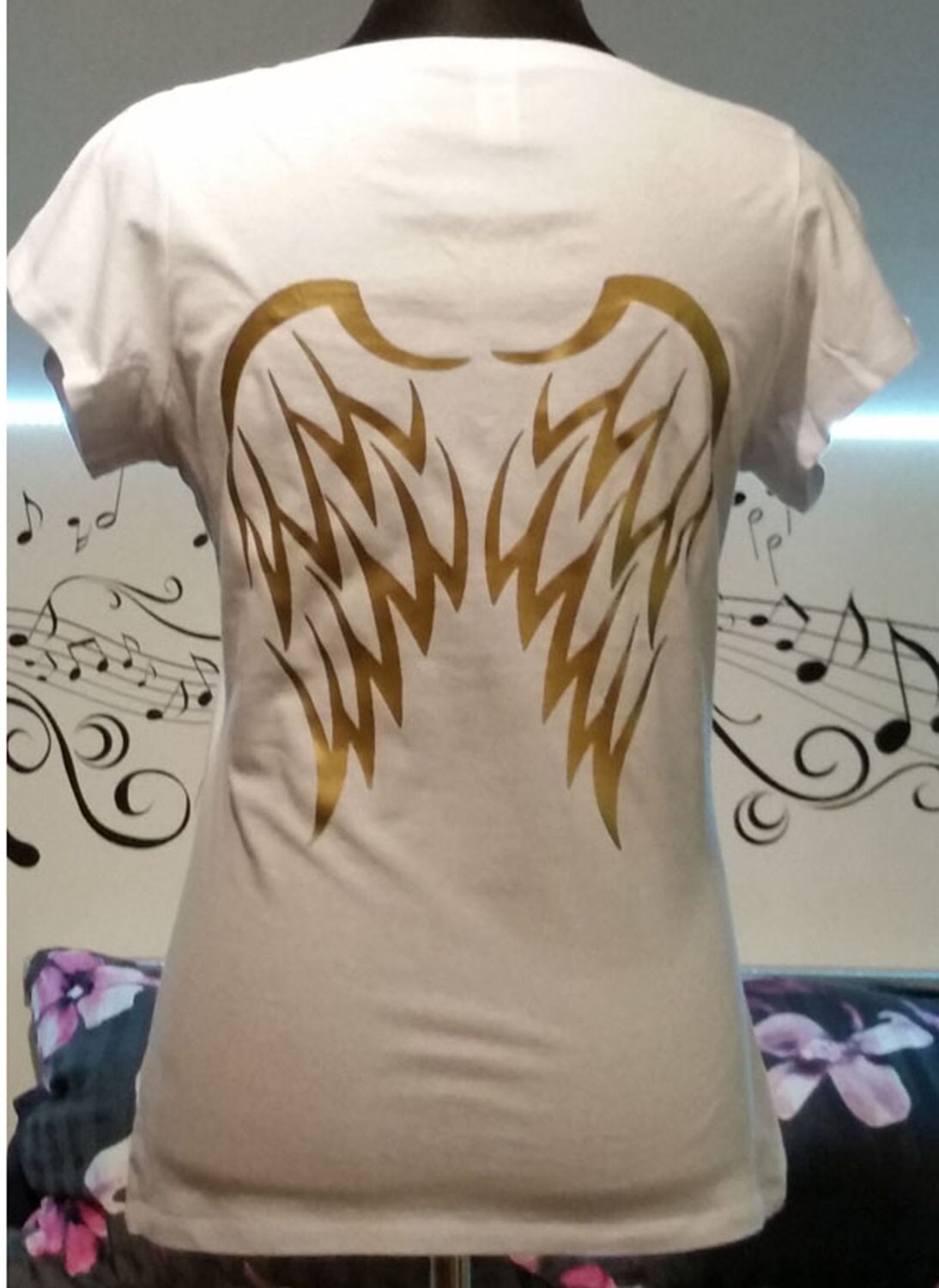 Womens TShirt with wings graphic tee with print Angel inside