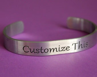 Engraved Cuff Bracelet, Personalized Aluminum Bracelet, Custom Engraved Bracelet, Engraved Cuff, Gift for Mom, Sister, Friend, Aunt