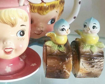 Vintage Norcrest Blue Birds, Blue Bird, Salt and Pepper shakers, Lefton, cake topper