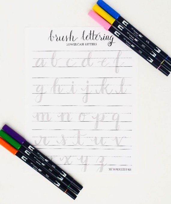 Brush Lettering Practice Worksheets Lowercase by StunningScript