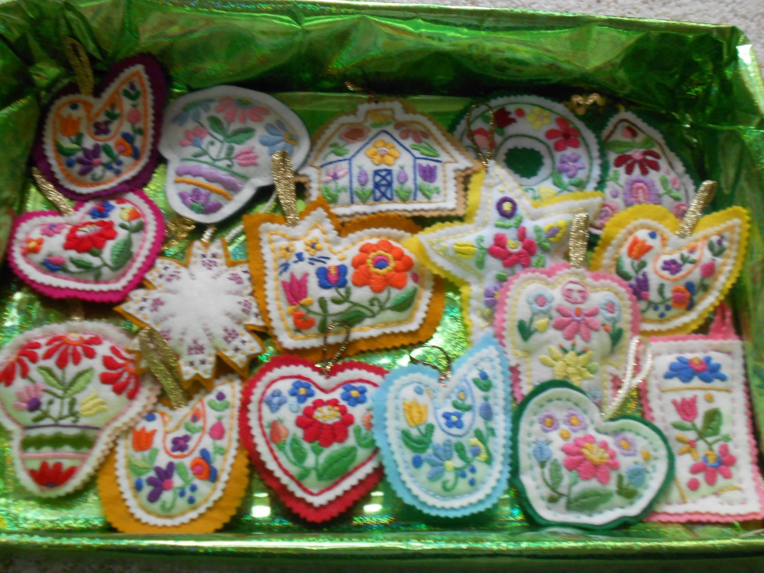 Hand embroidered Christmas Ornaments