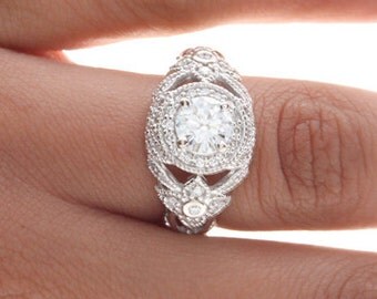 Vintage Engagement Ring, Vintage Diamond Ring, Art Deco Diamond Ring, Deco Diamond Engagement Ring, Antique Diamond Ring, Milgrain Ring
