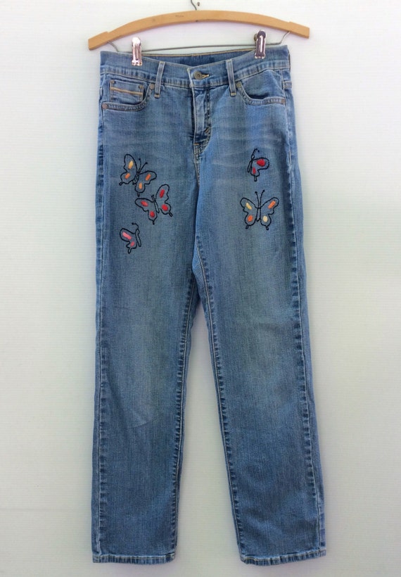 embroidered jeans size 6 embroidered denim by savingmyvintageheart