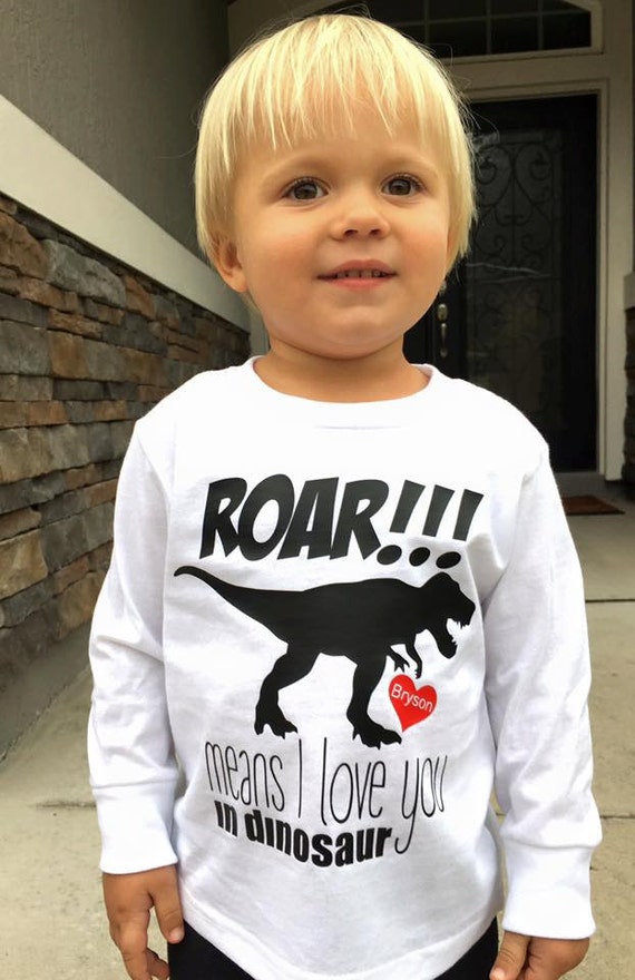 Custom T Rex Dinosaur Valentine Shirt for Boys