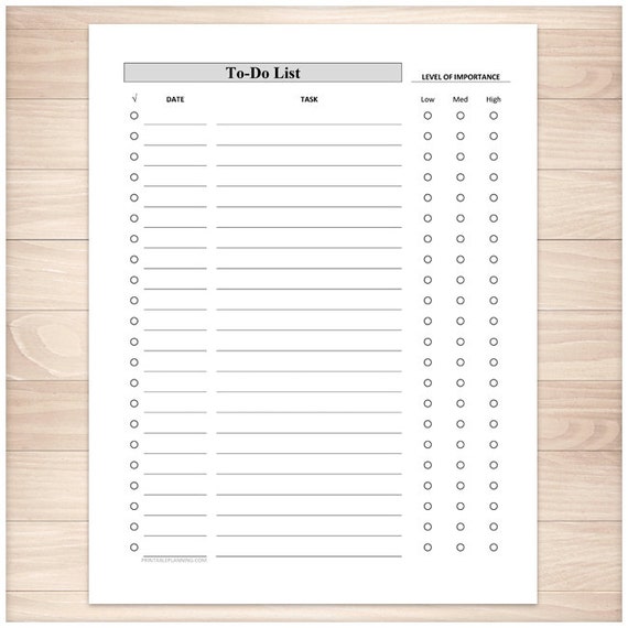 Printable To-Do List Full page organizer Clean and Simple
