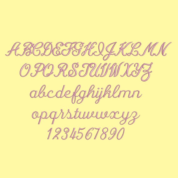 5 Size Handy Script Font Embroidery Designs BX fonts Machine