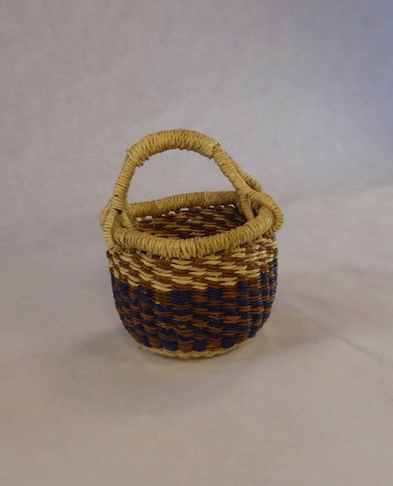 Mini Straw Basket Woven African Basket Handmade by DonnaLuvsCAJ