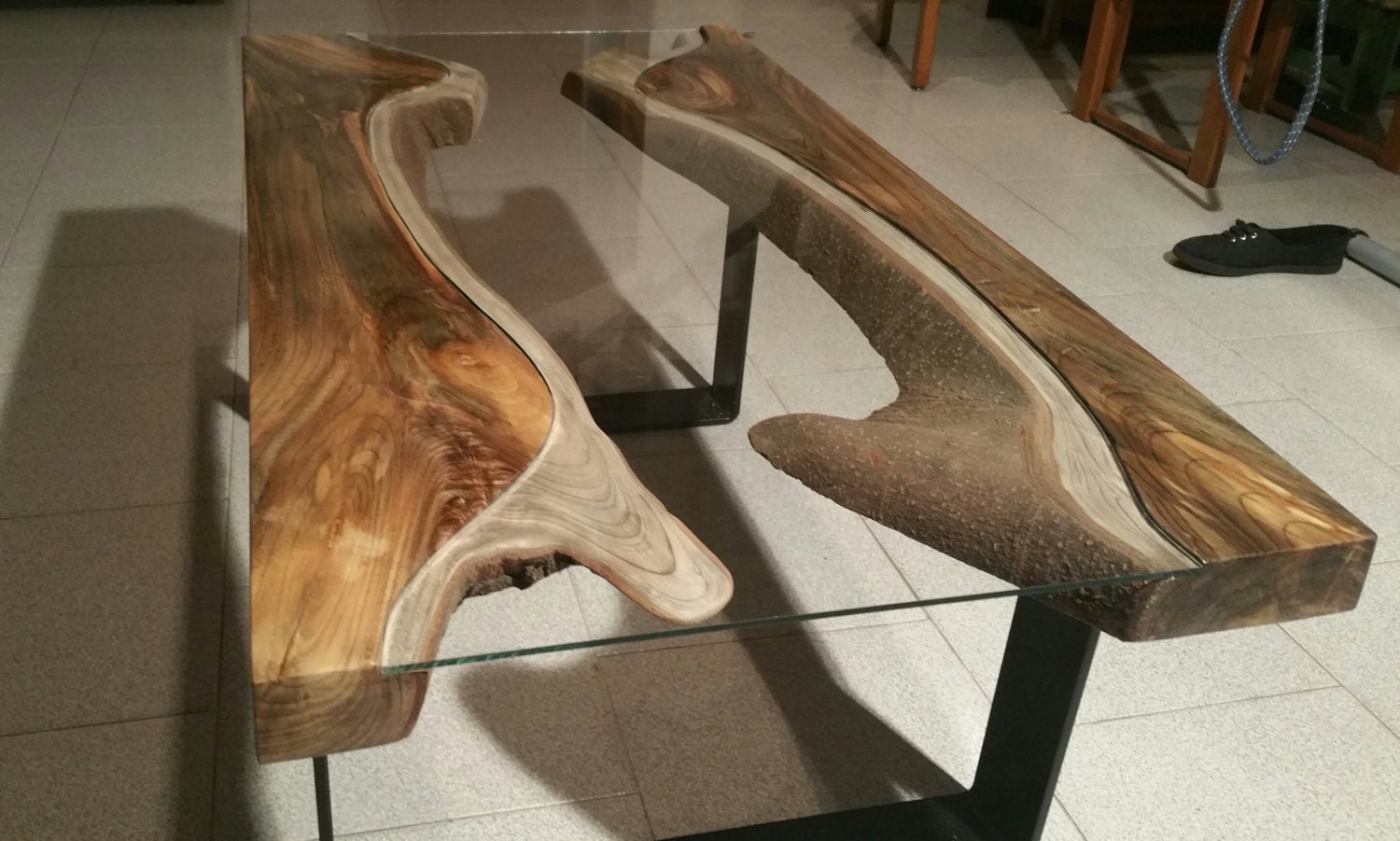 Wooden coffee table glass and magnolia-Magnolia wood by 