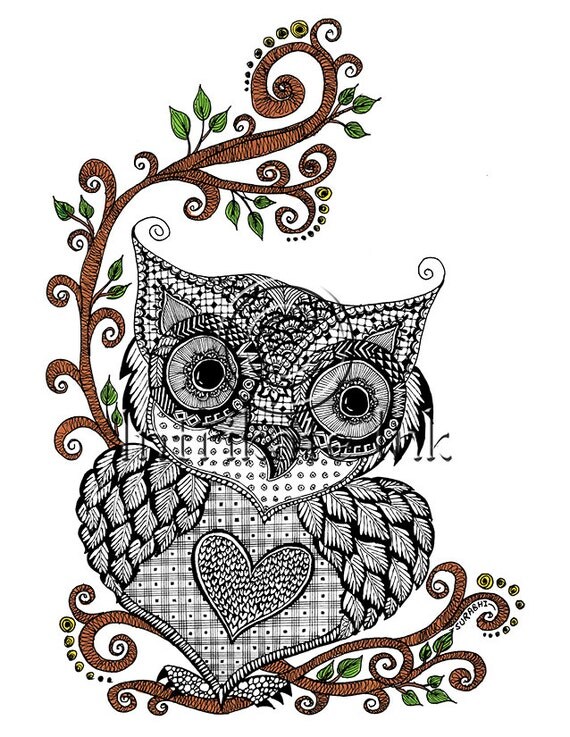 Urban Owl good luck charm feng shui Instant Art Download