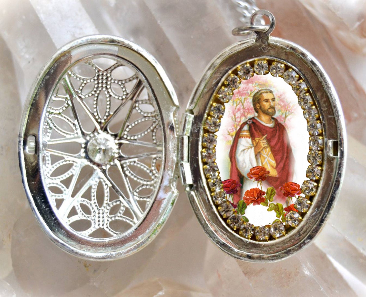 St. Valentine Handmade Locket Necklace Catholic Christian Religious