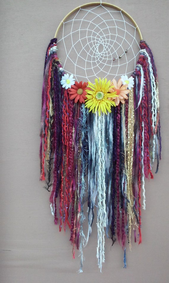 Large Bohemian Dream Catcher Floral Hippie by MerakiEffect