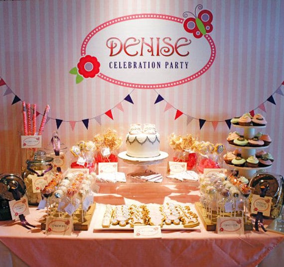 Baby Girl Christening Backdrop Baptism Celebration Banner