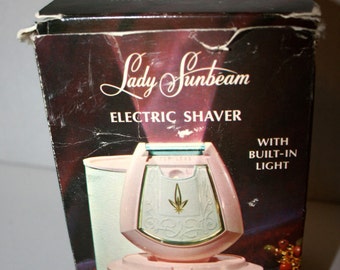 1950s Lady Sunbeam Electric Shaver//Model LS5B With Built in Light//Boudoir Case//Vintage Electric Shaver