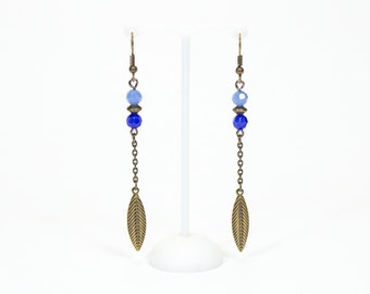Blue and bronze earrings