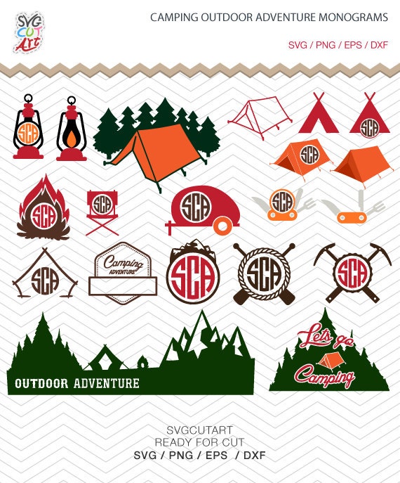 Download Camping Outdoor Adventure Monogram SVG PNG DXF eps Traveling