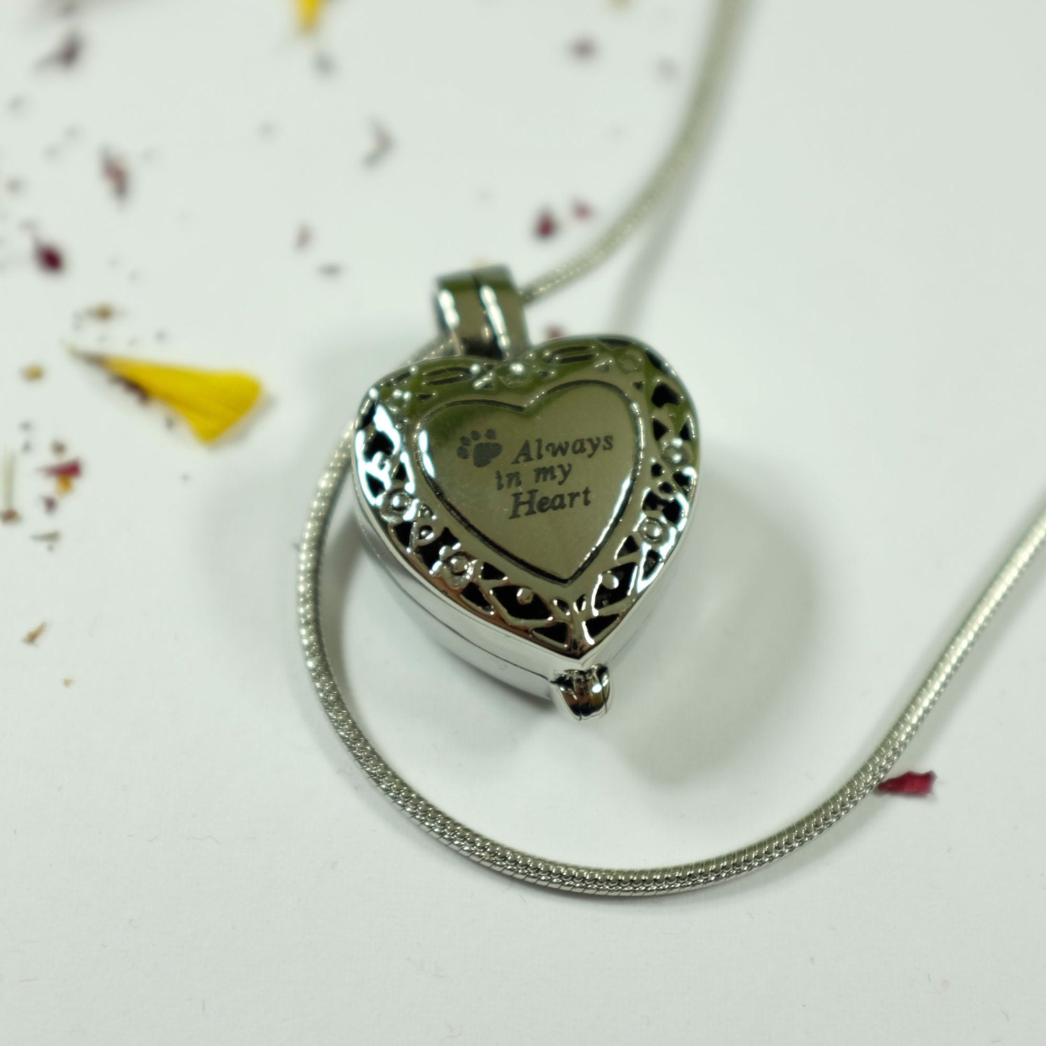 Urn Necklace Pet Memorial Locket Filigree Style Always in