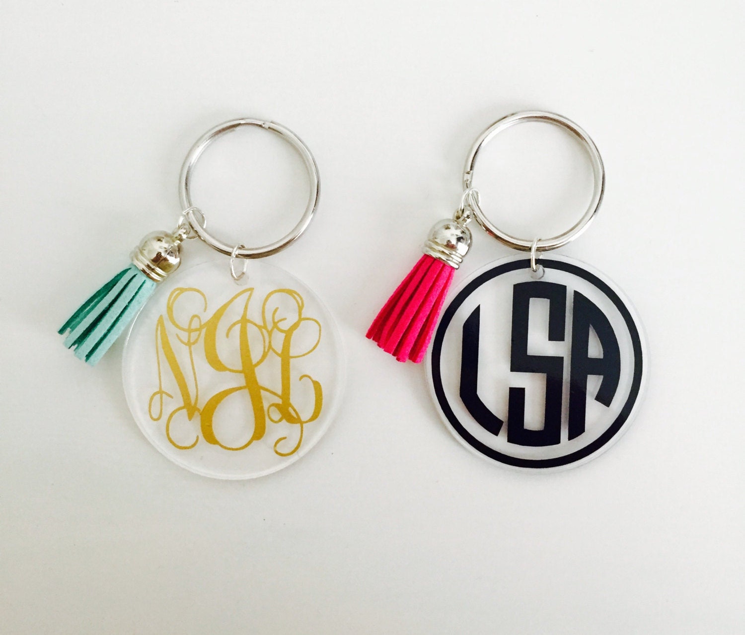Monogrammed Acrylic Keychain with tassel
