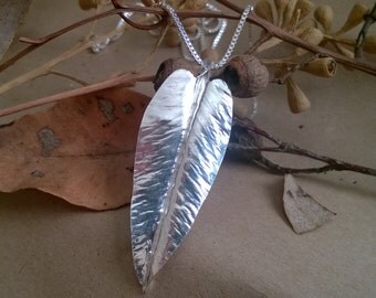 Eucalyptus silver leaf necklace