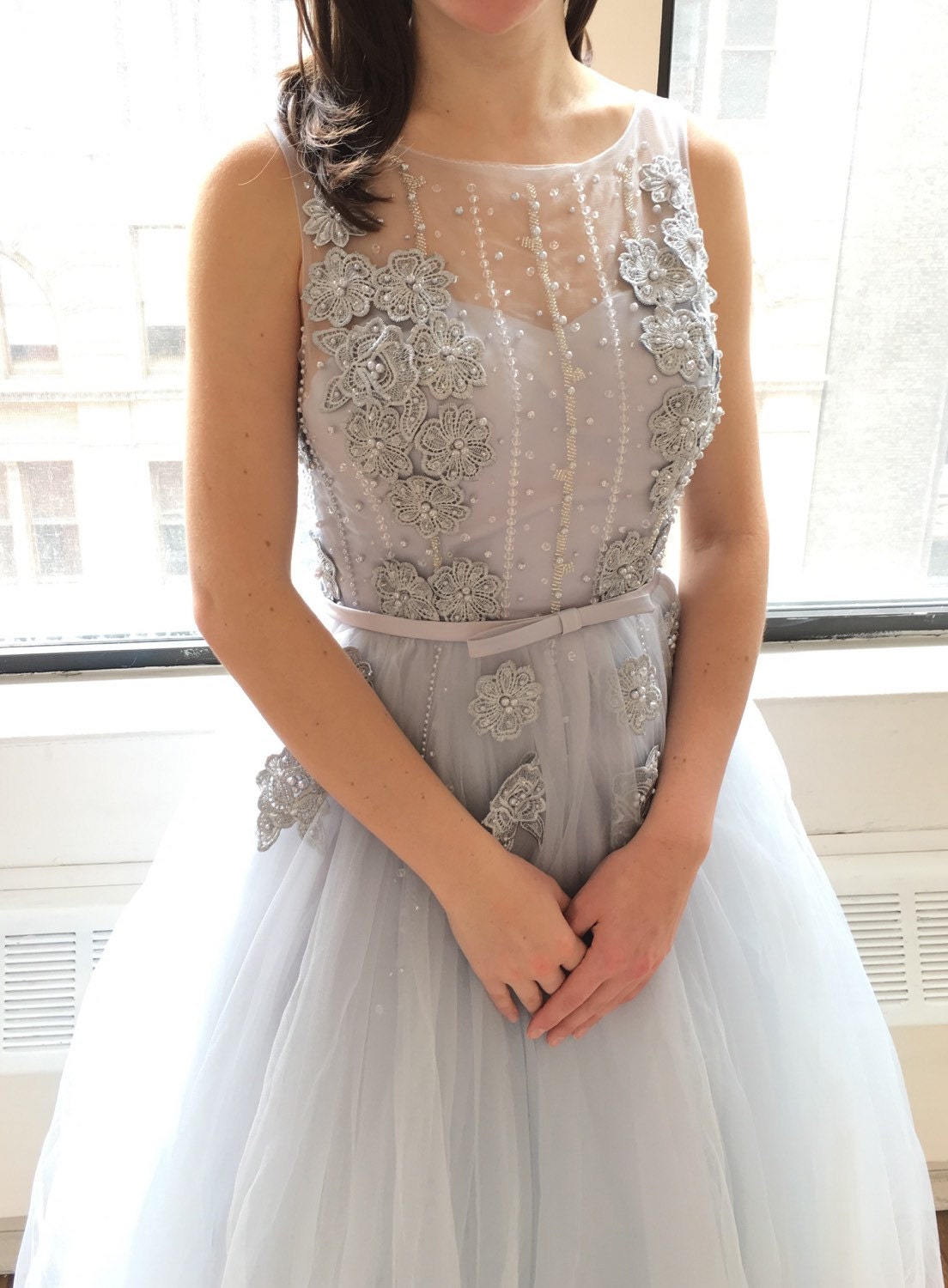 ash colour long gown